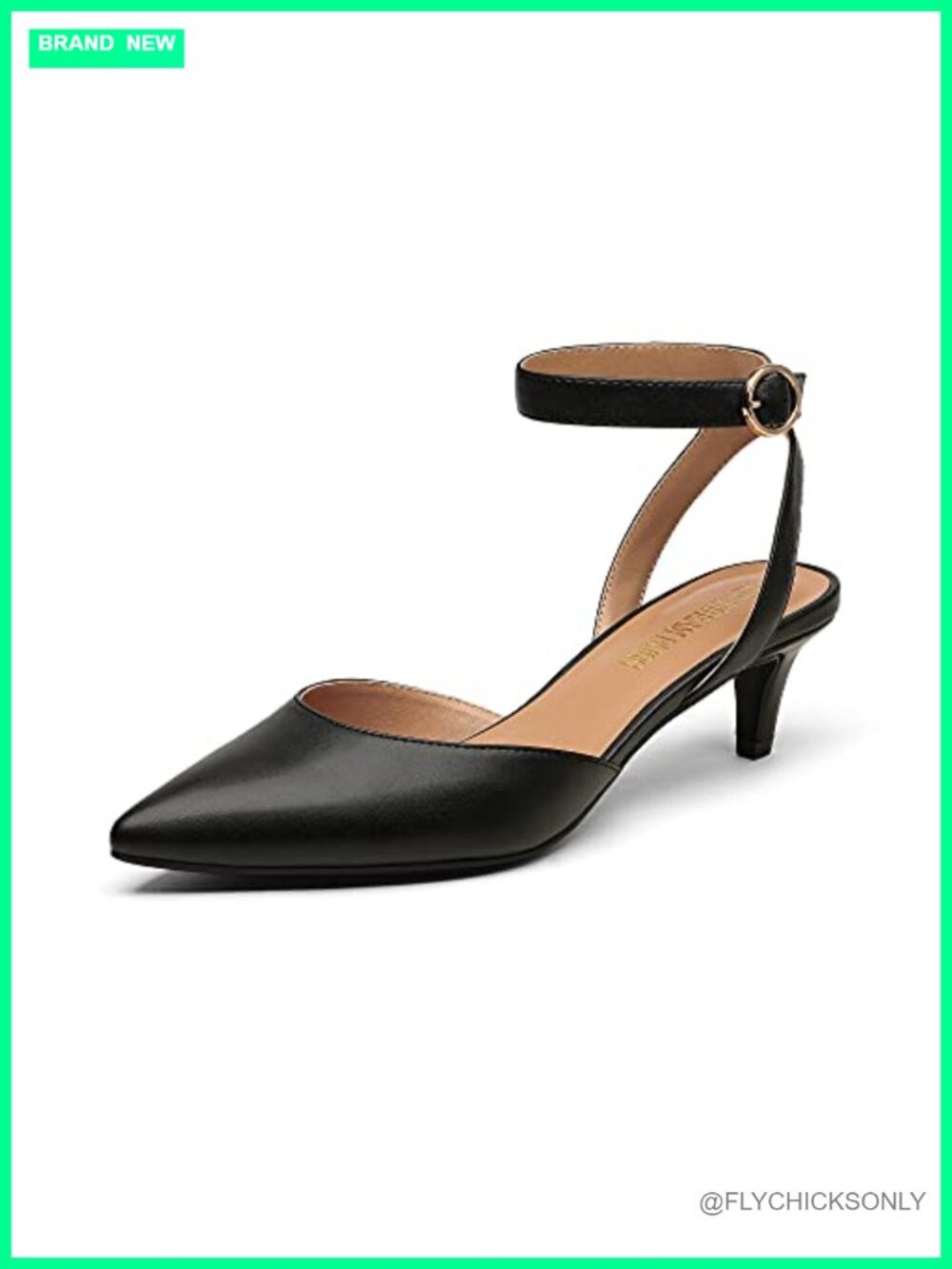 Kitten Heel Pumps Pointed Toe Ankle Strap Dress Shoes